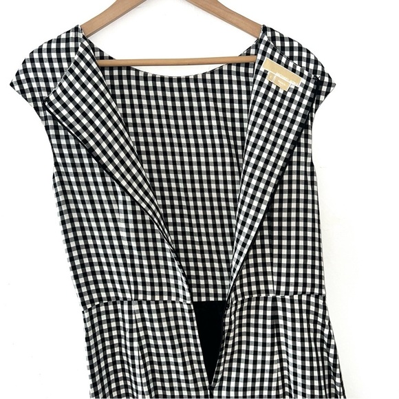 Michael Kors Collection Silk Black White Gingham Sleeveless Midi Dress - Picture 7 of 10